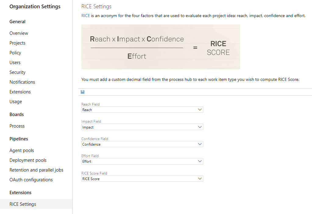 RICE displaying on the work item form